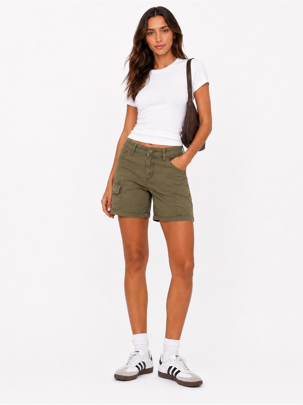 Sanctuary Standard Surplus Cargo Shorts Size 32 Olive Green NWT Utility Stretch